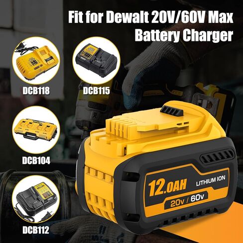 عبوتان بديلتان بقدرة 12000 مللي أمبير في الساعة لبطارية Dewalt 20V/60V Flexvolt المتوافقة مع بطاريات ليثيوم أيون Dewalt 20V 60V Max DCB612 DCB609 DCB606 DCB208 DCB207 DCB206 DCB204 DCB203 DCB201 in Kuwait