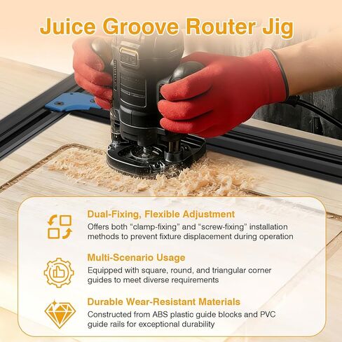 Juice Groove Router Jig, Adjustable Juice Groove Jig for Cutting Board Up to 18" x 18", Versatile Variable Router Jig with Corner Radius Guides,Create Perfect Square/Circular/Triangular Handle Grooves in Kuwait