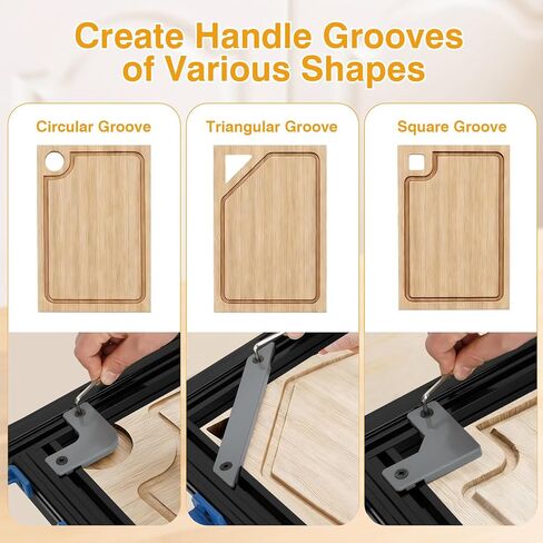 Juice Groove Router Jig, Adjustable Juice Groove Jig for Cutting Board Up to 18" x 18", Versatile Variable Router Jig with Corner Radius Guides,Create Perfect Square/Circular/Triangular Handle Grooves in Kuwait