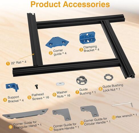 Juice Groove Router Jig, Adjustable Juice Groove Jig for Cutting Board Up to 18" x 18", Versatile Variable Router Jig with Corner Radius Guides,Create Perfect Square/Circular/Triangular Handle Grooves in Kuwait
