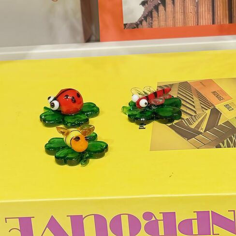 CHIGAGGLE Set of Colorful Glass Insects, 5pcs 1½'' Handmade Animal Miniature Figurines, Creative Knickknack Collectibles and Gifts, Hand Blown Tiny Glass Figurine Collectibles - 5Ca5s1 in Saudi Arabia