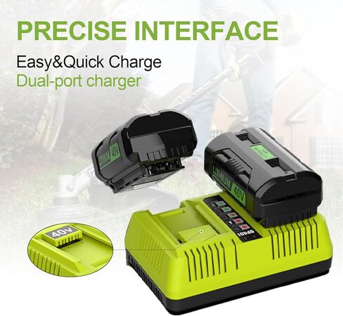 استبدال شاحن OP401 بمنفذين لشاحن بطارية Ryobi 40 فولت متوافق مع بطارية Ryobi 40 فولت OP4015 OP4040 OP4030 OP4050 OP4060 OP4026 in Kuwait