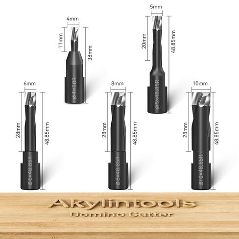 5pcs Solid Carbide Router Bits Set for Domino Joiner Machine,Domino Bit Cutter Kit,Precision Mortise Creation for 4-5-6-8-10mm Domino Tenons,Cutting Tools for Domino Jointing Machines DF500 in Kuwait