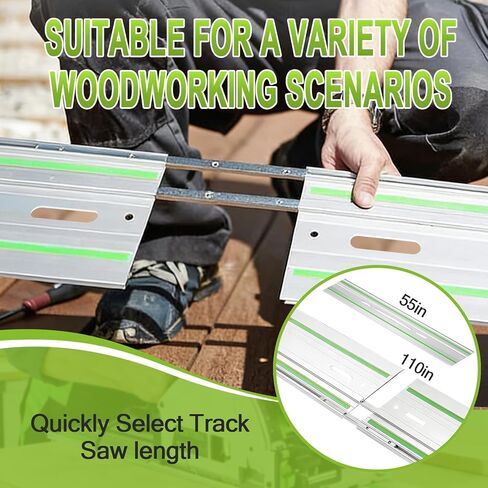 مجموعة سكك توجيه منشار المسار 110 بوصة، من أجل Festool 577932 FS 1400/2-KP-Set، من أجل مناشير المسار Festool TS-55/TS-75/TS-60 (55 بوصة × 2) in Kuwait