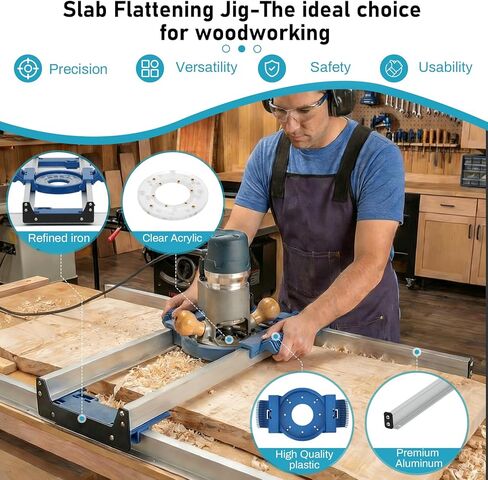 Router Sled Slab Flattening Jig – Precision Woodworking Jig for Flattening Wooden Slabs, End-Grain Cutting Boards & Resin Projects – Durable Adjustable Router Guide Rail System, Fits Most Routers in Kuwait