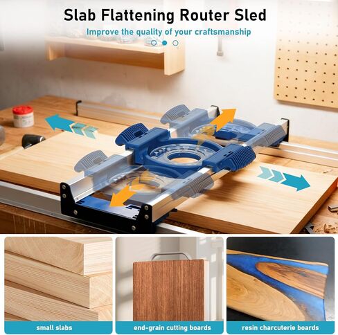 Router Sled Slab Flattening Jig – Precision Woodworking Jig for Flattening Wooden Slabs, End-Grain Cutting Boards & Resin Projects – Durable Adjustable Router Guide Rail System, Fits Most Routers in Kuwait