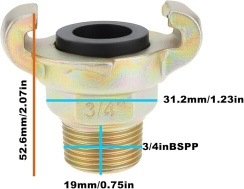 SING F LTD 2Pcs 3/4 Inch BSP Q Type Claw Connector External Thread for Compressor Hose in Kuwait