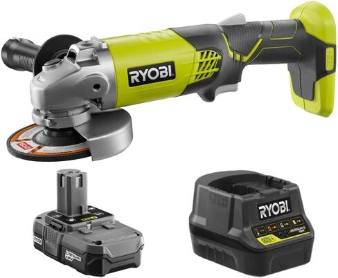 أداة جلاخة الزوايا RYOBI 18 فولت 4-1/2 بوصة P421 + (1) بطارية + شاحن (معبأة بكميات كبيرة) in Kuwait