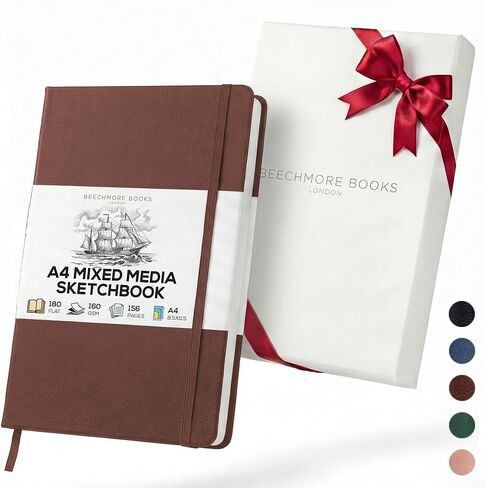 Beechmore Books Sketch Book ، A4 8.5 × 11.5 بوصة كراسة رسم فارغة للرسم والطلاء والرسم ، 156 صفحة ورقة سميكة 160GSM ، دفتر فنون جلدية غلاف ، محاصر للهدايا (GRAPHITE GRAY) in Kuwait
