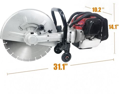 1900W Gas Powered 2 Stroke Concrete Saw, 14 inch Gasoline Cut Off Saw, 120mm Cutting Depth for Concrete, Paving Stone, Curbstone & Landscaping – Safety Gloves, Goggles & Blade Included in Saudi Arabia