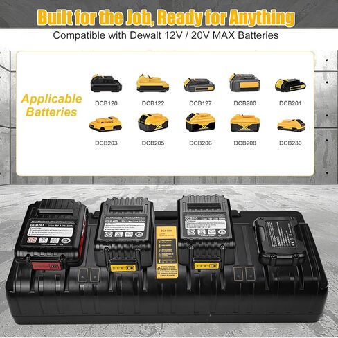 DCB104 Charger Replacement for Dewalt 20V Battery Charger, 4-Port 3A Rapid Charger Station, Compatible with Dewalt 12V/20V Max Batteries in Kuwait