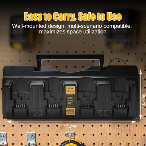 DCB104 Charger Replacement for Dewalt 20V Battery Charger, 4-Port 3A Rapid Charger Station, Compatible with Dewalt 12V/20V Max Batteries in Kuwait