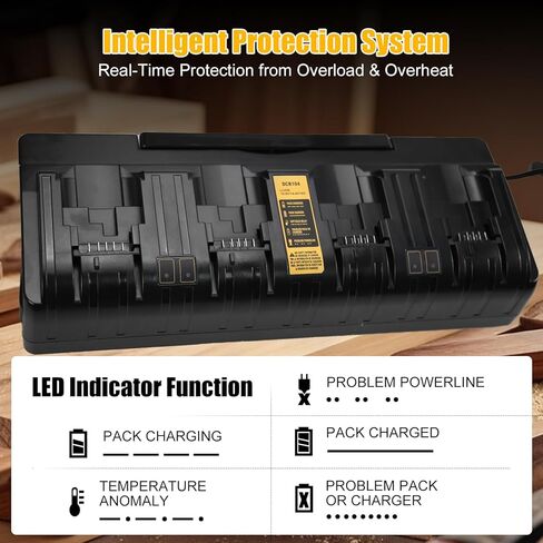 DCB104 Charger Replacement for Dewalt 20V Battery Charger, 4-Port 3A Rapid Charger Station, Compatible with Dewalt 12V/20V Max Batteries in Kuwait