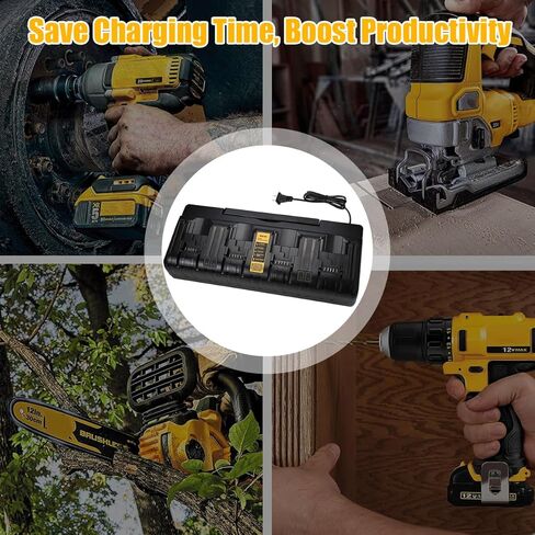 DCB104 Charger Replacement for Dewalt 20V Battery Charger, 4-Port 3A Rapid Charger Station, Compatible with Dewalt 12V/20V Max Batteries in Kuwait