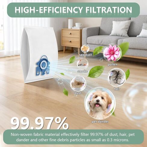 12 حزمة أكياس غبار Airclean ثلاثية الأبعاد متوافقة مع أكياس مكنسة كهربائية Miele GN لسلسلة C1 Complete C2 Complete C3 S2 S5 S8 S400i S600 S800 in Kuwait