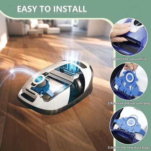 12 حزمة أكياس غبار Airclean ثلاثية الأبعاد متوافقة مع أكياس مكنسة كهربائية Miele GN لسلسلة C1 Complete C2 Complete C3 S2 S5 S8 S400i S600 S800 in Kuwait