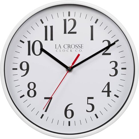 ساعة حائط تناظرية كوارتز أساسية مقاس 10 بوصة من La Crosse 404-3025W - أبيض in Saudi Arabia