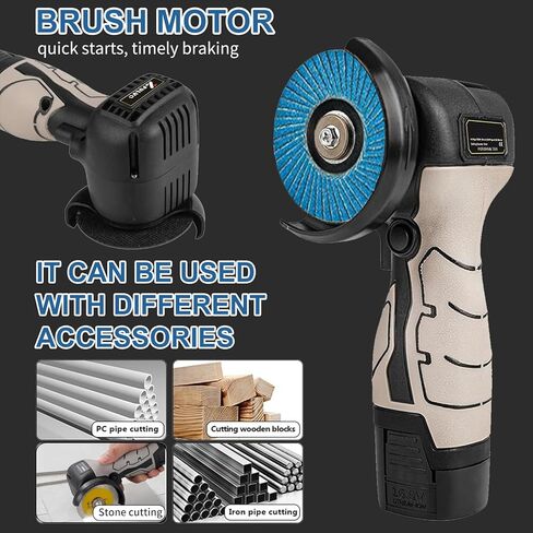 Cordless Brush Angle Grinder Kit, 7000RPM Mini Electric Angle Grinding Tool with 2pcs 16.8V 2000mAh Batteries and 20-Cutting Discs, Power Angle Grinder for Wood Metal Stone Concrete in Kuwait
