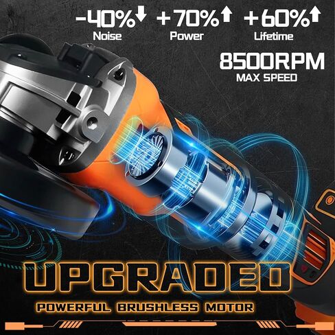 4-1/2" Cordless Angle Grinder for DeWalt 18V/20V MAX Battery, 8500RPM Brushless Motor with 4 Speed Control, Ideal for Cutting, Grinding, Polishing (Tools Only) in Kuwait