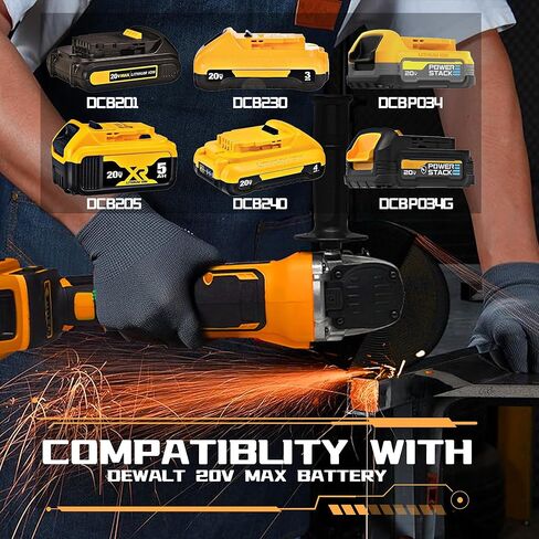 4-1/2" Cordless Angle Grinder for DeWalt 18V/20V MAX Battery, 8500RPM Brushless Motor with 4 Speed Control, Ideal for Cutting, Grinding, Polishing (Tools Only) in Kuwait