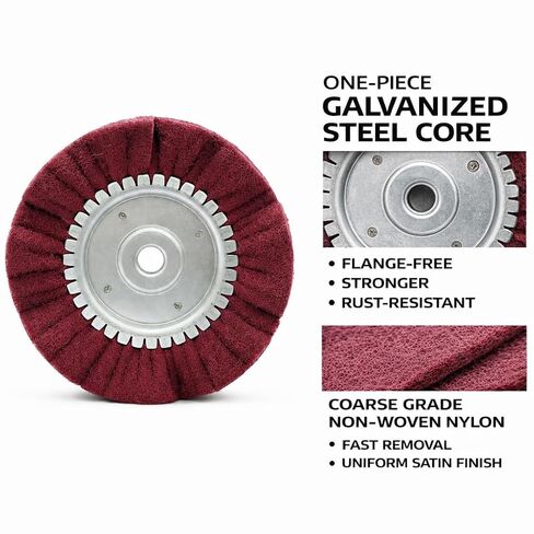 8" Non-Woven Airway Buffing Wheel 2PCS, Flange-Free Integrated Hub, 5/8" Arbor, Coarse Non-Woven SurfaceConditioning Wheel for Angle Grinder, Polishing Aluminum & Stainless Steel in Kuwait