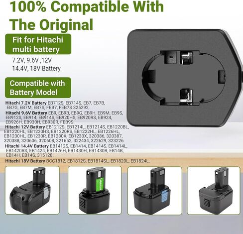 1.2V-18V UC18YG Charger Compatible with Hitachi 7.2V 9.6V 12V 14.4V 18V Pod Style Battery EB1412S EB1414S EB714S EB1220HS in Kuwait
