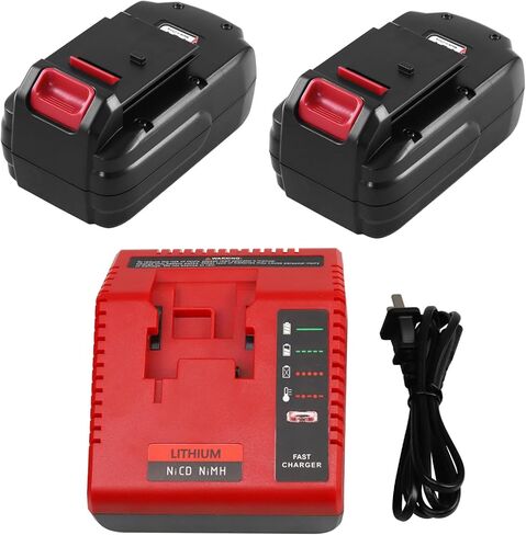 2 Pack 4500mAh High Capacity Ni-Mh 18 Volt PC18B Replacement Battery and PCXMVC PCMVC Charger Compatible with Porter Cable 18V Battery PC18B PC18BL PC18BLEX PCC489N PC188 Cordless Power Tools(Red) in Saudi Arabia