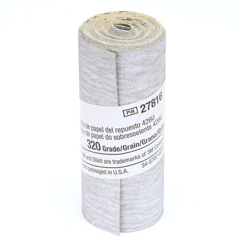 بكرة صنفرة من كربيد السيليكون المطلية بـ 3M Stikit 426U - 320 حبيبة - ملحق PSA - عرض 2 1/2 بوصة × طول 100 بوصة - 27816 [السعر لكل لفة] in Kuwait