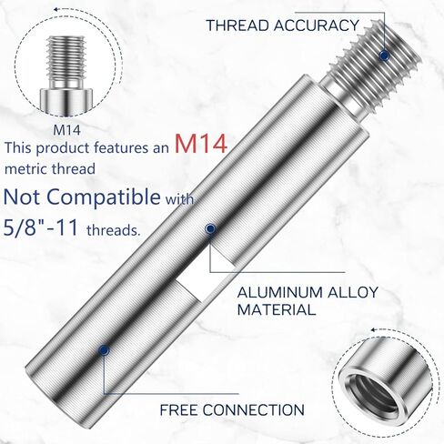 M14 Angle Grinder Extension Rod 3/4/5.5 Inch Angle Grinder Attachments Shaft Aluminium Alloy Rotary Lengthen Connecting Rod Suitable for polishers and grinders with M14 threads 3Pcs in Kuwait