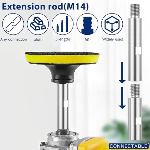 M14 Angle Grinder Extension Rod 3/4/5.5 Inch Angle Grinder Attachments Shaft Aluminium Alloy Rotary Lengthen Connecting Rod Suitable for polishers and grinders with M14 threads 3Pcs in Kuwait