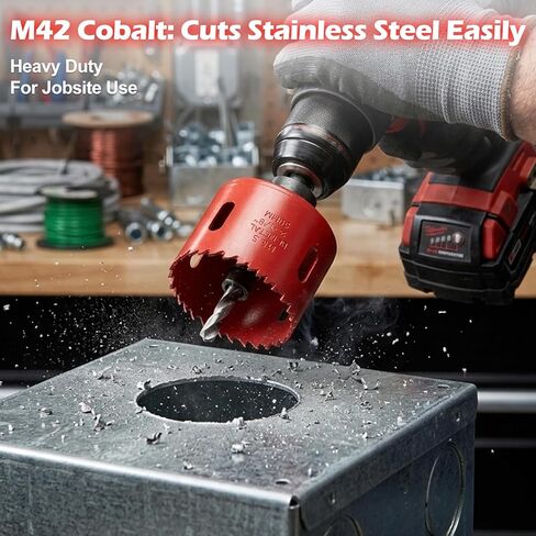 2-3/8"(60MM) Bi-Metal M42 Hole Saw with 8% Cobalt– Deep Cut 2" Depth HSS Hole Cutter for Wood, Plastic, Drywall, Metal Sheet & Hardened Stainless Steel(Without Arbor) in Kuwait