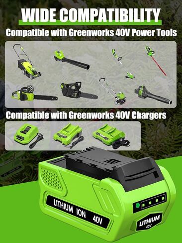 2Pack 40 Volt 6000mAh Lithium ion Batteries Replacement for Greenworks 40V Battery 29462 29472 29252 20202 2901319 Compatible with Greenworks in Kuwait