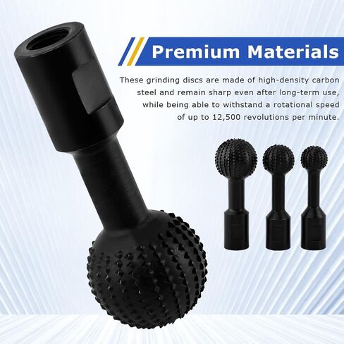 3pcs Sphere Rotary Burr Set, 5/8"-11" Ball Gouge Angle Grinder Attachment, 360° Spherical Grinding Head Wood Carving Burrs for Hollowing,Engraving,Polishing,Grinding,Slotting(COLOR:black) in Kuwait
