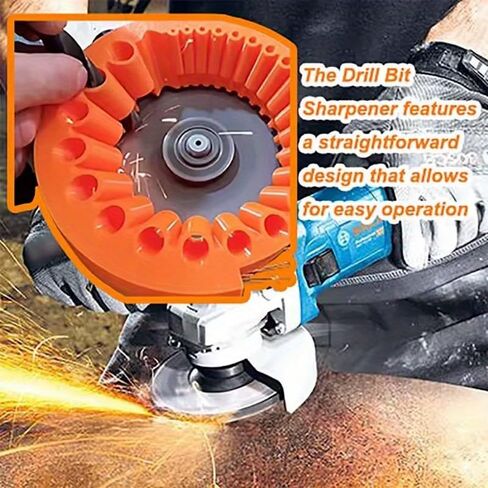 Drill Bit Sharpener Attachment for 125mm Angle Grinder, 2-13mm Capacity, Durable Orange Sharpener for Dull Drill Bits in Kuwait