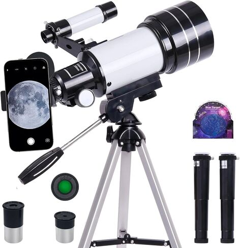 iMeshbean Telescope for Kids&Beginners, 70mm Aperture 300mm Astronomical Refractor Telescope(15X-150X), Portable Travel Telescope for Adult with A Finder Scope in Saudi Arabia