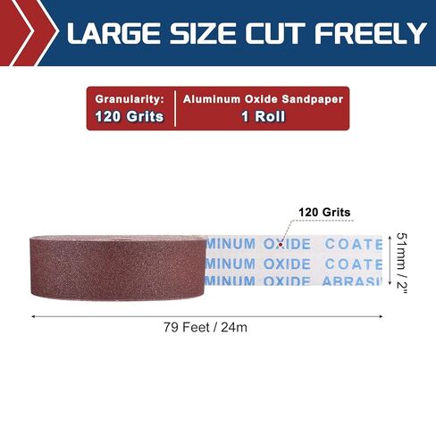Sandpaper Roll - [2 Inch x 79 Feet 120 Grits] Emery Cloth Roll for Metal Auto Wood Finishing Polishing and Scratches Removing, Aluminum Oxide in Kuwait