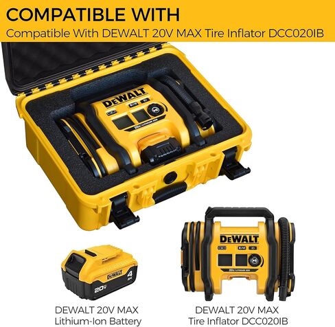حافظة ضاغط الهواء لمنفاخ الإطارات DEWALT 20V MAX DCC020IB - حقيبة حمل صلبة للتخزين الصلب لمضخة الهواء مقاومة للماء والغبار والصدمات لأدوات DEWALT، البطارية - الحقيبة فقط in Kuwait