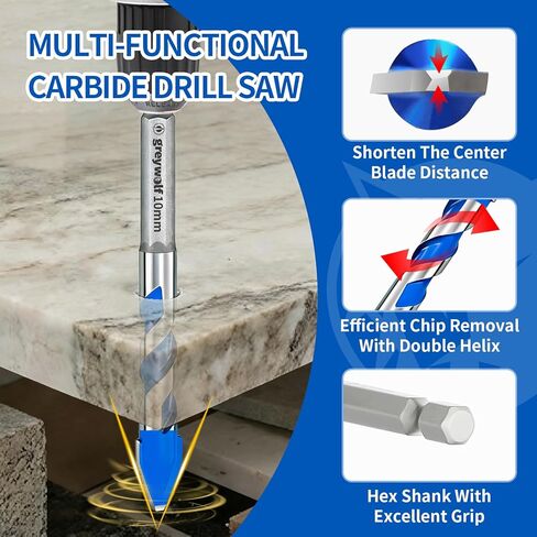 Greywolf 10 pcs Diamond Drill bit Set, Tile Drill bits, Suitable for Ceramic, Glass, Porcelain, Marble, and Granite in Drilling Holes, Hexagonal Shank Tile Drill bits with Cooling Wax, 5/6/8/10/12mm in Kuwait