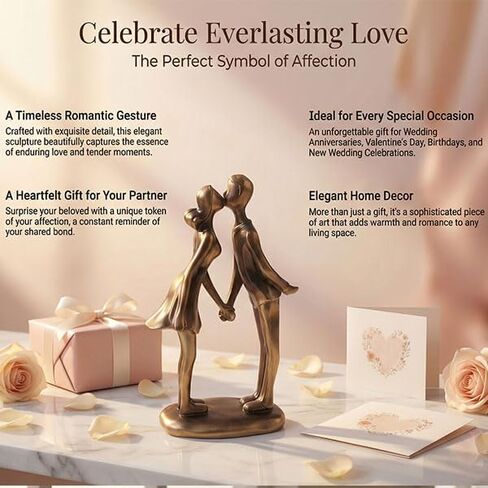 Brillantreal Romantic Resin Couple Statue – Modern Abstract Figurine Decorative Sculpture, Timeless Home Decor Ornament, Wedding for Couple, Husband or Wife, Romantic Gifts for Her in Saudi Arabia
