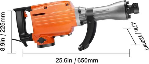 Happybuy 2200W Demolition Jack Hammer, 1400 BPM Concrete Breaker, Heavy Duty Electric, 6pcs Chisel Bits, Gloves, 360° Swiveling Front Handle, Trenching & Breaking Holes in Kuwait