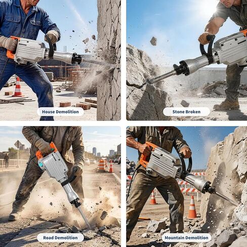 Garvee Electric Demolition Jack Hammer, 1500W Jackhammer Demolition Hammer, 1800 BPM Jackhammer Concrete Breaker with 360° Adjustable Handle, Anti-Vibration System, Complete Kit with Carrying Case in Kuwait