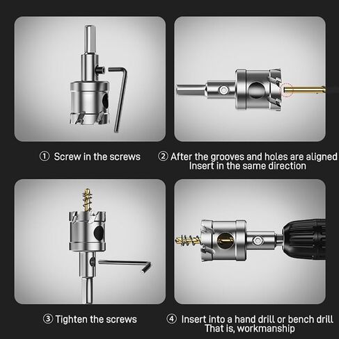 ANDELI 9PCS 5/8 "-1-3/8" TCT مجموعة منشار ثقب، مجموعة فتاحة ثقب كربيد، قاطع ثقب معدني صلب، سكين منشار ثقب TCT شديد التحمل مع مثقاب توجيه للحديد والألومنيوم ولوحة النحاس والبلاستيك in Kuwait