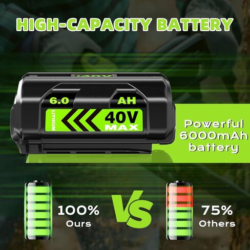 6.0Ah Battery Replace for Ryobi 40V Battery Compatible with Ryobi 40 Volt OP4026A OP4015 OP4040 OP40201 OP4050A OP40261 OP4030 OP4060 Power Tools (2Pack) (2PACK) in Kuwait