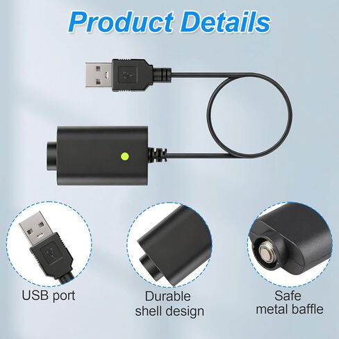 3 قطع كابل شحن USB لأقلام اللحام اللاسلكية المتوافقة، سلك شاحن بديل بمؤشر LED مع تصميم شحن واقٍ، أسود in Kuwait