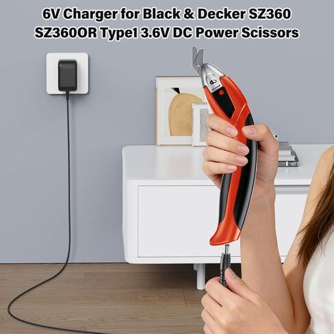 شاحن مدرج في قائمة UL متوافق مع مقص طاقة Black & Decker SZ360 SZ360OR Type1 3.6V DC، محول إمداد سلك الطاقة PERFEIDY باللون الأسود in Kuwait