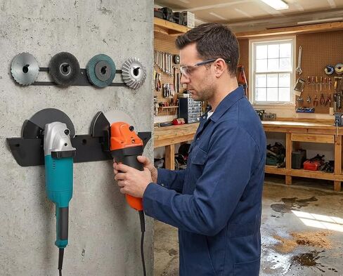 Angle Grinder Holder with 4 Discs Hook Rack, Wall Mount Grinder Holder, Grinder Accessories Tool Organizer for Cutters Polishers Workspace Garage in Kuwait