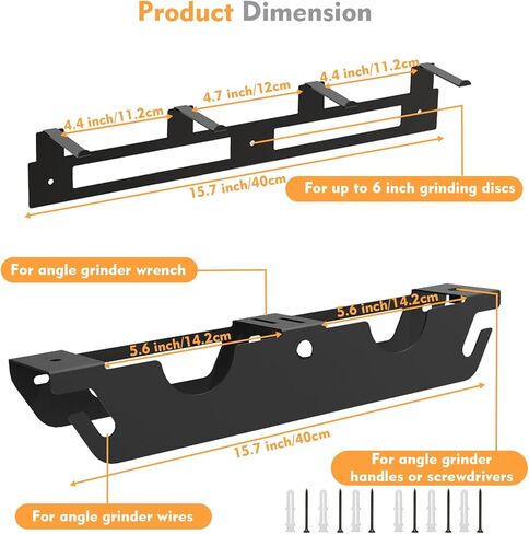 Angle Grinder Holder with 4 Discs Hook Rack, Wall Mount Grinder Holder, Grinder Accessories Tool Organizer for Cutters Polishers Workspace Garage in Kuwait