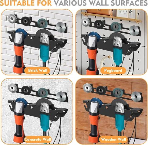 Angle Grinder Holder with 4 Discs Hook Rack, Wall Mount Grinder Holder, Grinder Accessories Tool Organizer for Cutters Polishers Workspace Garage in Kuwait