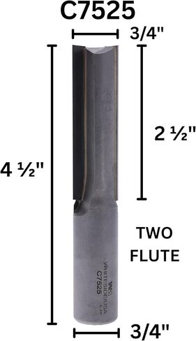 لقم التوجيه Whiteside C7525 CNC Router Bit مع قطر القطع 3/4 بوصة وطول القطع 2-1/2 بوصة in Kuwait