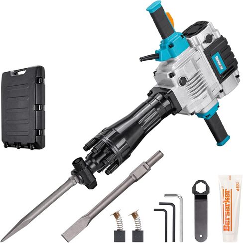 Berserker 2100W 50-Pound Demolition Jack Hammer with 1-3/16" Hex, 17-Amp Corded Electric Heavy Duty Demo Chipping Hammer Concrete/Pavement Breaker with Carrying Case Flat Chisel Bull Point Chisel in Kuwait